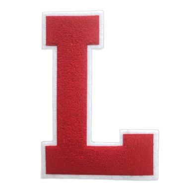 Imagem de 1 peça de patch de letra de chenille vermelho de 16,5 cm com borda branca – Remendos do alfabeto para roupas, jaquetas, mochilas, chapéus para decoração personalizada, nome personalizado e artesanato