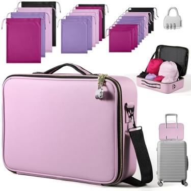 Imagem de Eccliy Caixa organizadora de brinquedos para adultos com 20 sacos de cordão de tamanhos diferentes, caixas de armazenamento de brinquedos para mulheres e homens (roxo claro, 39 x 29 x 11 cm)