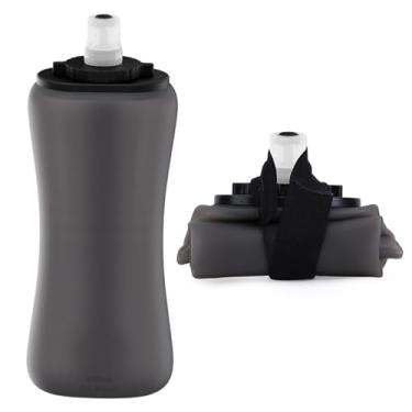 Imagem de nohlerlife Garrafa de água portátil de silicone macio de 350 ml, garrafa de água portátil dobrável para corrida, hidratação, manhã, corrida, escalada, ciclismo, atividades esportivas (preto)