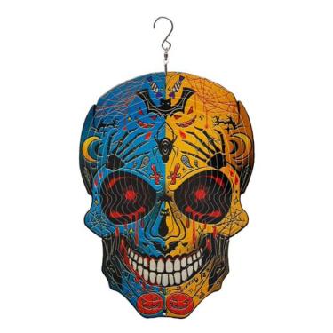 Imagem de Wind Spinner Chaoaixx 30 cm, caveira de Halloween, decoração ao ar liv
