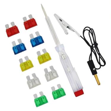 Imagem de Genérico Kit Testador de Circuito Elétrico Automotivo, 6-24V, com Caneta Teste e 12 Fusíveis Coloridos, para Carro e Moto