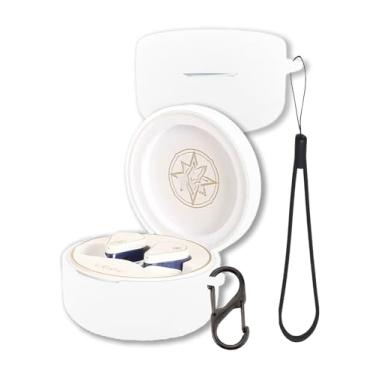 Imagem de Capa para fone de ouvido Moondrop Robin Honkai Star Rail, capa protetora de silicone macio FJIASTB com mosquetão e cordão, à prova de choque (branca)