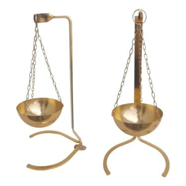 Imagem de Cachepot Aluminio Anodizado Dourado Meia Esfera Suporte 60cm