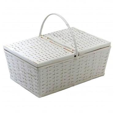 Imagem de Cesto Organizador de Bambu Tamanho G – Cesta Multiuso para Armazenar Roupas, Brinquedos ou Decorar Qualquer Ambiente (Branco)