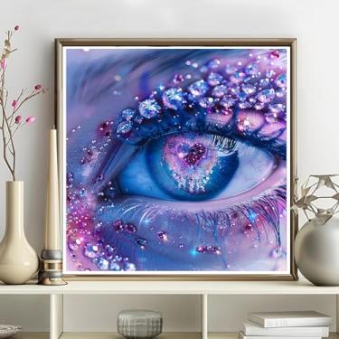 Imagem de Kits de arte de diamante 5D para adultos - kits de pintura de diamante de olho DIY, broca redonda completa - artesanato de ponto cruz bordado de cristal para decoração de parede, presentes de Natal