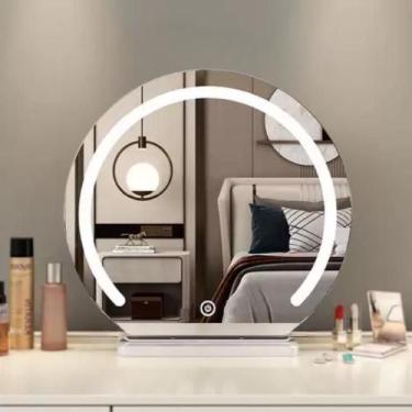 Imagem de Espelho Redondo Jateado com Base MDF e Iluminação LED Touch Screen - E