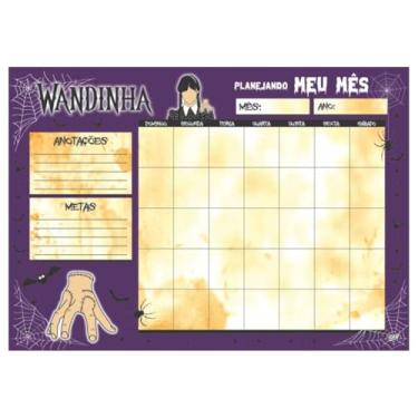 Imagem de Bloco Planner Planejamento Mensal A4 Wandinha Maozinha Colorido Wandinha