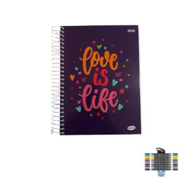 Imagem de Kit Caderno Femininos 20 Matérias Capa Dura 400 Folhas KBOM + Caneta Esferográfica Spiro 24 Unidades + Marcador Artístico Brush Kit