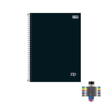 Imagem de Kit Caderno Universitário Capa Dura Zip Preto 10 Matérias 160 Folhas + Caneta e Marcador