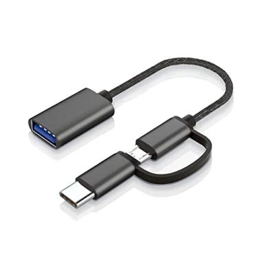 Imagem de Sarafox Adaptador OTG USB 3.0 para conexão tipo C e conector micro USB premium macho para fêmea (preto)