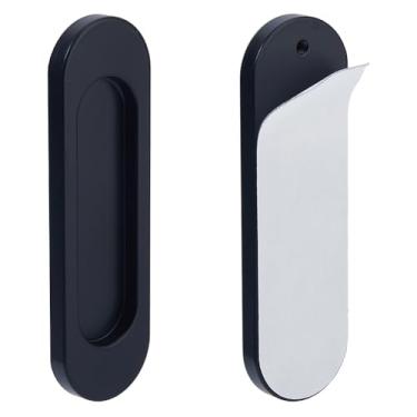 Imagem de SUPERFINDINGS Puxadores de porta autoadesivos de liga de alumínio retangulares puxadores de gaveta de armário instantâneos puxadores de gaveta para armário de cozinha armário janela armário (10 cm