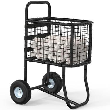 Imagem de Tredre Carrinho de beisebol e softbol com rodas – Comporta mais de 300 bolas de beisebol ou 150 bolas de softball, rodas todo-o-terreno de 26,7 cm, carrinho de transporte de bola de grande capacidade