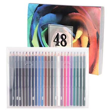 Imagem de 48pcs Lápis de cor à base de óleo para adultos com roda de cores para colorir desenho material escolar de arte para crianças
