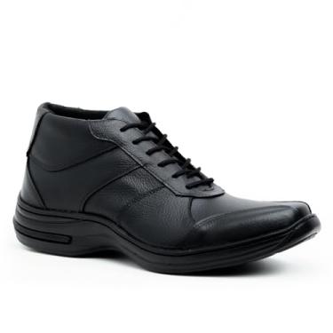 Imagem de Bota Masculina Couro Legítimo Social Conforto (Preto, BR, Adulto, Numérico, 44)