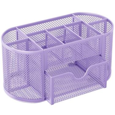 Imagem de Organizador de mesa EasyPAG de malha para guardar lápis, acessórios com gaveta para papel e materiais de escritório (9 compartimentos, preto)