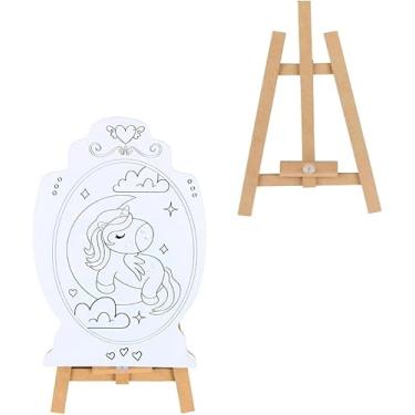 Imagem de Kit Artístico Infantil c/Cavalete Ajustável – Tintas Seguras e Avental – Estimula a Criatividade, Aprendizado e Coordenação Motora de Crianças (Unicórnio)
