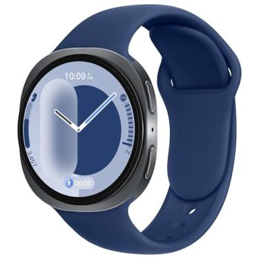 Imagem de Pulseira de silicone esportiva, compatível com Samsung Galaxy Watch 8 de 40 mm e 44 mm/Galaxy Watch 8 Classic de 46 mm, pulseira S Watch masculina e feminina (azul marinho, Galaxy Watch 8/8Classic)
