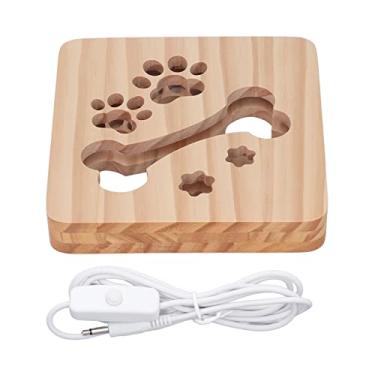 Imagem de Lâmpada noturna 3D com estampa de pata de osso Novidade decorativa LED luz noturna para crianças quarto sala de estar escritório lâmpada de madeira de pinho luz branca quente 18,8