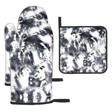 Imagem de Tinta tingida – Conjunto de cozinha essencial de 3 peças, luvas seguras para calor e aderência de tampa, proteção para churrasco no forno, design de armazenamento suspenso.