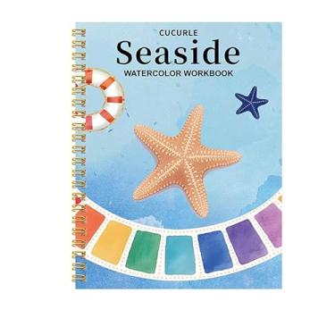 Imagem de Livro de exercícios em aquarela para adultos e iniciantes, livro de pintura para iniciantes com tinta de 24 cores, kit de aquarela multifuncional para prática criativa (litoral-1)