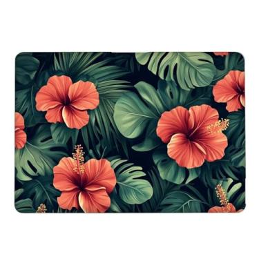 Imagem de Yicomon Compatível com MacBook Air de 13,6 polegadas, versão 2022 2025, A2681 A3240, capa rígida de plástico para Mac Air 13.6 (2022 2025) - flores de hibisco, folhas de palmeira