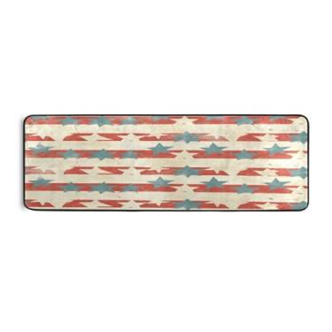 Imagem de Qilmy Tapete retrô listrado Star Runner 183 x 61 cm, antiderrapante, antifadiga, confortável, tapetes longos, para quarto, sala de estar, banheiro, corredores, entrywa639