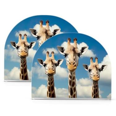 Imagem de Wassud Porta-guardanapos de acrílico três girafas moderno dispensador de guardanapo de papel em forma de U para mesa, cozinha, sala de jantar, bancada 2 peças (comporta 50-60 guardanapos)