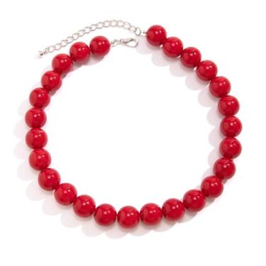 Imagem de Colar de pérolas vermelhas e pretas com contas góticas, joias, fio de pérolas falsas, gargantilha, boêmio, miçangas, colar feminino, one size, Zinco, Sem Pedra Preciosa