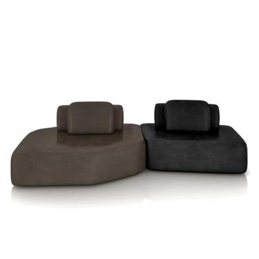 Imagem de Sofá Ilha Dakota 2 Módulos 310cm Encostos Almofadas Soltas PU Marrom/Preto G33 - Gran Belo