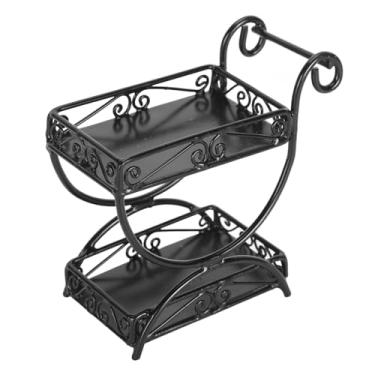 Imagem de SIWOTED 1: 12 Carrinho de jardim em miniatura, detalhes requintados, casa de bonecas de metal, acessório de enfeites de carrinho de flores (Preta)