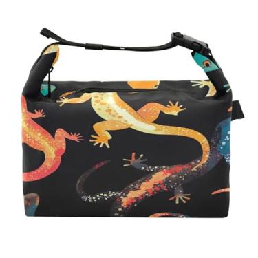 Imagem de STAYTOP Lancheira colorida Gecko com fivela de alça, lancheira isolada para meninos e meninas, lancheira térmica para trabalho escolar