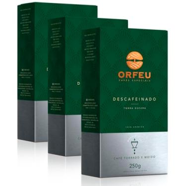 Imagem de Café Moído Premium Orfeu Descafeinado Kit 3 Pacotes de 250g