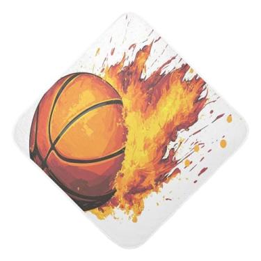 Imagem de STAYTOP Toalhas de bebê com capuz de musselina de basquete flame, toalha de banho super macia, toalhas de banho absorventes para banho recém-nascido unissex 89 x 89 cm