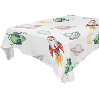 Imagem de Burbuja Toalha de mesa Space Rockets, toalha de mesa quadrada anti-rugas grossa para decoração de jantar, cozinha, festa, 137 x 137 cm