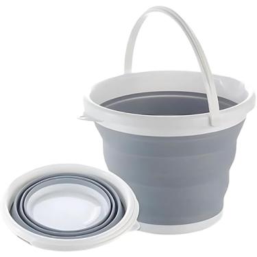 Imagem de Balde de Silicone Dobrável 5 Litros Compacto Multiuso Com Alça Ideal Para Limpeza