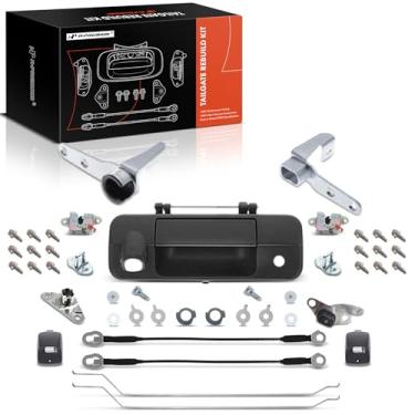 Imagem de A-Premium Kit de reconstrução de porta traseira de 45 peças compatível com Toyota Tundra 2007-2013, cabo de dobradiça da dobradiça da haste da porta traseira parafusos de lâmpada de ataque