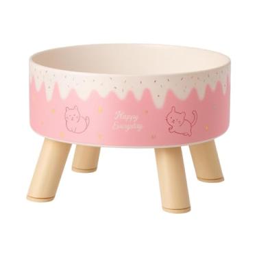 Imagem de Comedouro Bebedouro Elevado Xadrez Poá P/Gatos Cães Pequeno Porte (Ace Cream Rosa)