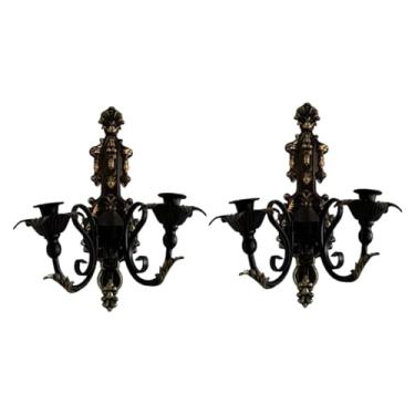 Imagem de predolo Conjunto de 2 Castiçais Ornamentais para Decoração de Aniversário, Casamento, Mesa, Sala de Jantar, Festas, Lareira, Centro de Mesa, Preto