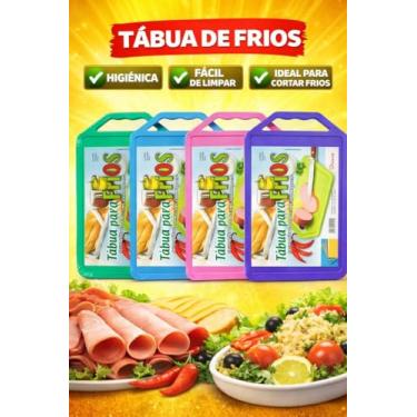 Imagem de Tábua de Frios Plástica Colorida Com Alça Higienica Ideal Para Cortar Queijos Carnes e Frios