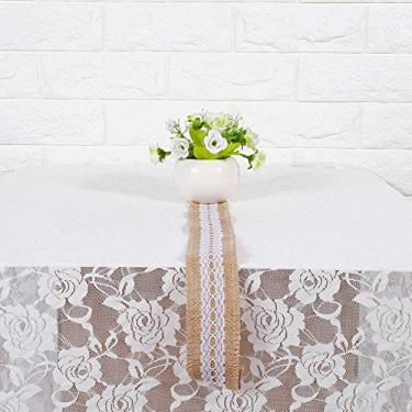 Imagem de GLOGLOW Fita de Serapilheira de Juta Natural Com Estilo Rústico de Renda Branca para Decoração de Casamento e Festa, Material de Artesanato de Arte Durável 5 Cm 2 Polegadas de Largura 2 M de (4)