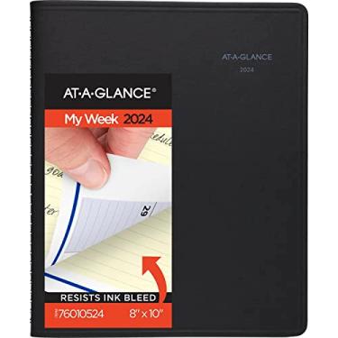 Imagem de AT-A-GLANCE Agenda de agendas semanais e mensais 2024, 20 x 25 cm, grande, QuickNotes, preto (76010524)