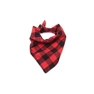 Imagem de Babadores bandana para cães, cachecol xadrez para animais de estimação, acessórios de cabeça triangular (vermelho, pequeno)
