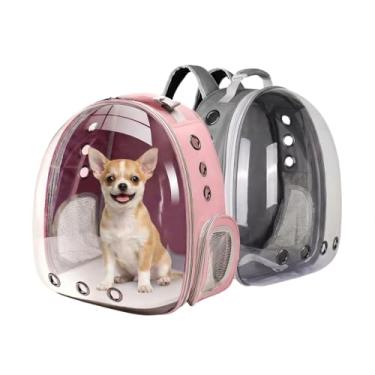Imagem de Mochila Transporte Pet | Astronauta Acrílico Transparente para Gatos Cães Pequenos | Bolsa Costas Visão Panorâmica Respirável | Passeio Viagem Cápsula Espacial | Tapete Macio Seguro | Rosa (rosa)