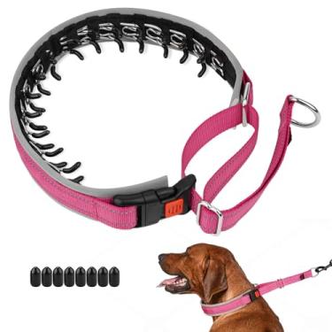 Imagem de Mayerzon Coleira para cães Martingale para puxar, coleira de caminhada patenteada sem puxão com fivela para cães de médio porte bulldog pitbull pastor alemão, reflexiva, ajustável, resistente (M, rosa