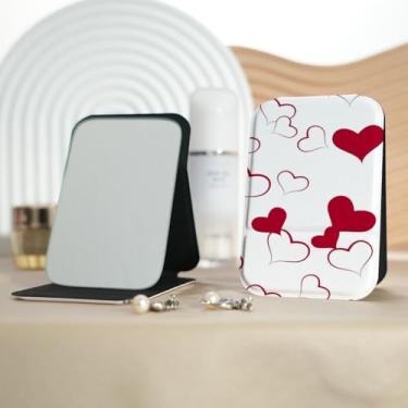 Imagem de Espelho de maquiagem portátil Millennium Love Style, mini espelho de maquiagem portátil dobrável, espelho de contorno quadrado portátil com flip vertical, adequado para todos em várias ocasiões