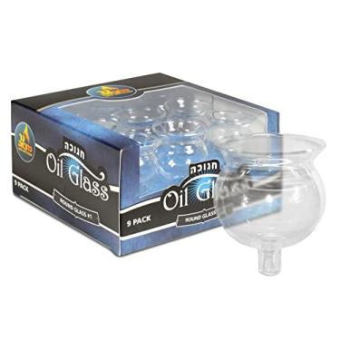 Imagem de Copos de óleo de vidro Ner Mitzvah Hanukkah Menorah – Suportes elegantes para óleo para shabbos e Chanukah – Qualidade durável, longa duração – (pacote com 9)