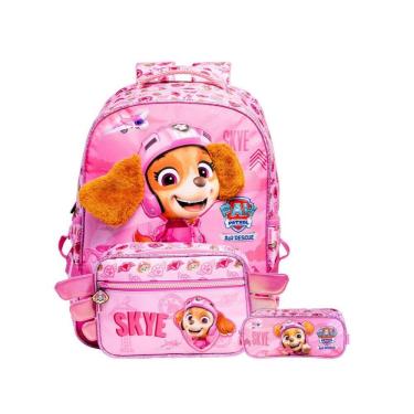Imagem de Kit Patrulha Canina Skye Mochila Costas + Estojo Duplo Luxo