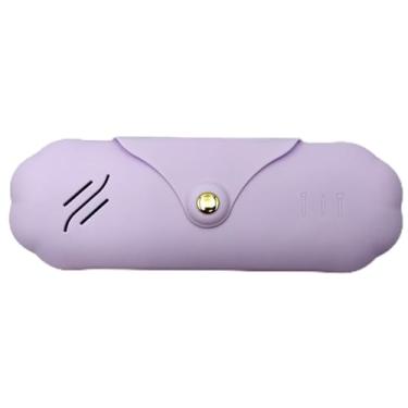Imagem de Bolsa de silicone para pincéis de maquiagem, estojo portátil organizador de maquiagem de viagem com tampa de aba magnética, estojo grande de pincéis de maquiagem para viagem (roxo)