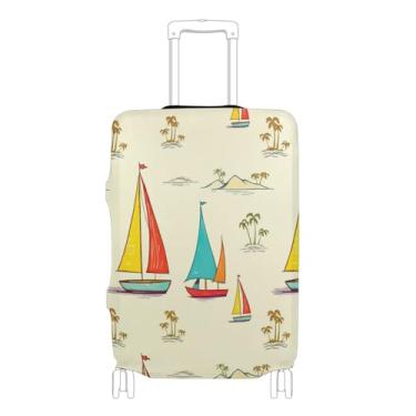 Imagem de Joisal Lindos veleiros amarelo claro protetor de bagagem capas de mala personalizadas cores anti-arranhões presentes de viagem, manga de bagagem, P, serve para capa de 45 a 50 cm, Lindos veleiros
