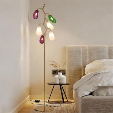 Imagem de OUFULA Criatividade Moderna Piso Lâmpada Sala de Estar Quarto Sala de Jantar Villa Hotel Home Decor Standing Lights (B)